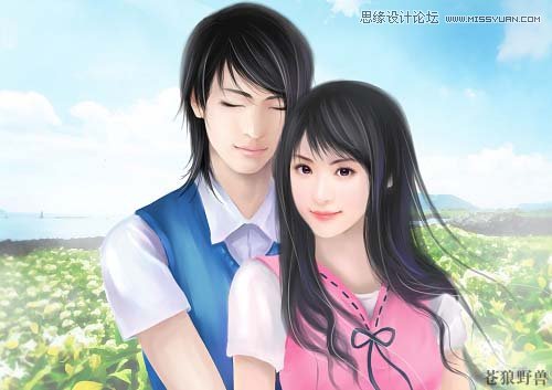 Painter結(jié)合數(shù)位板繪制漂亮的卡通情侶