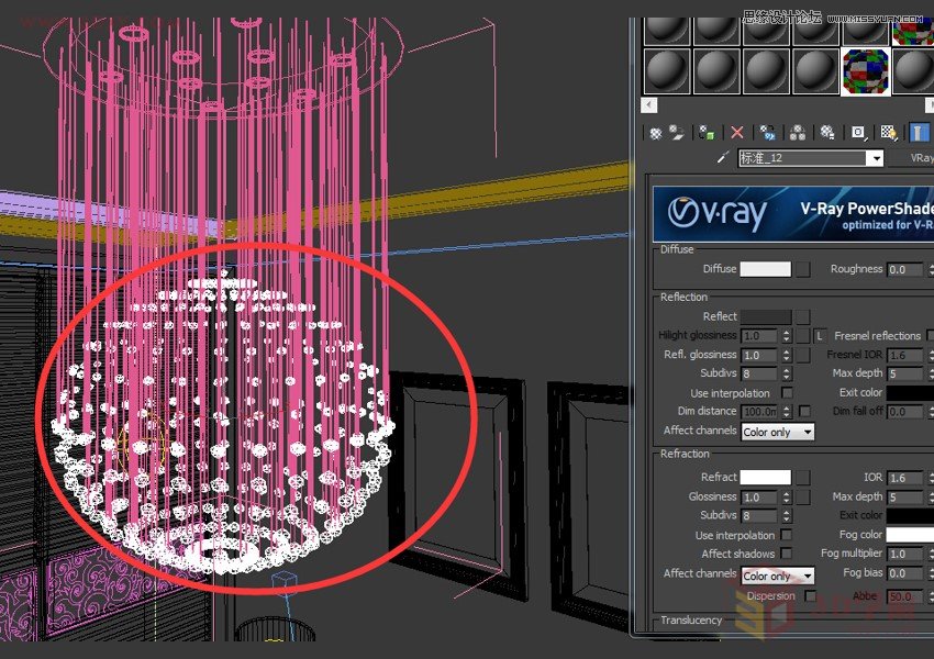 3DMAX制作玻璃風格水晶燈材質(zhì)教程