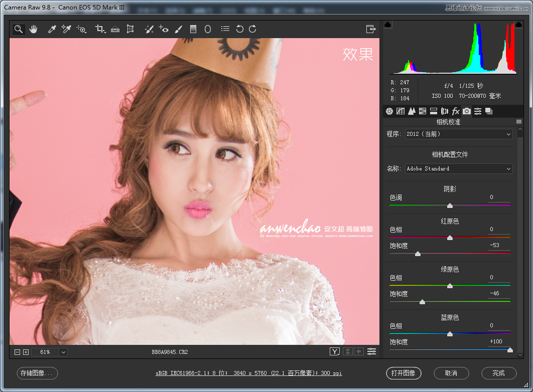 Photoshop調(diào)出室內(nèi)婚紗照片小清新效果