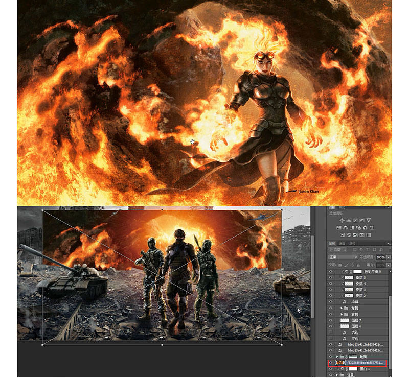 Photoshop制作城市中槍戰場景海報