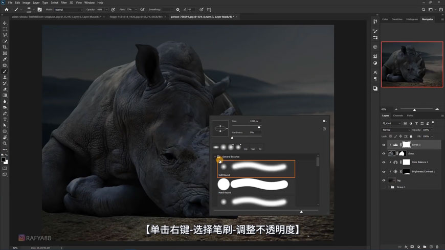 Photoshop合成水晶長有水晶的犀牛