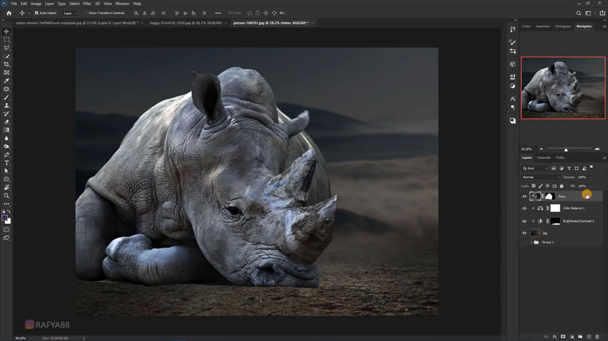 Photoshop合成水晶長有水晶的犀牛