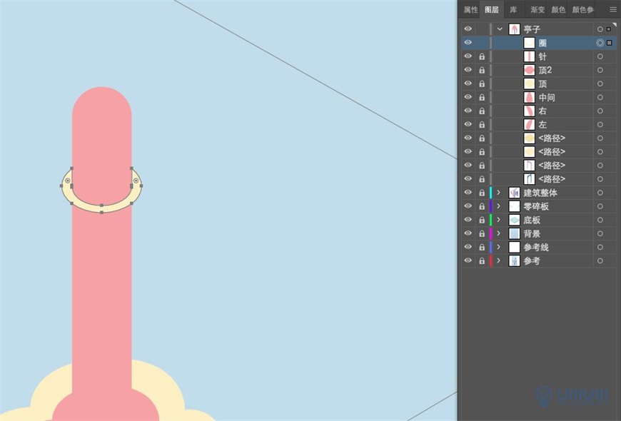 Illustrator繪制2.5D風格創意建筑插畫