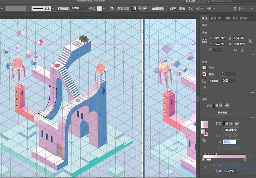 Illustrator繪制2.5D風格創意建筑插畫