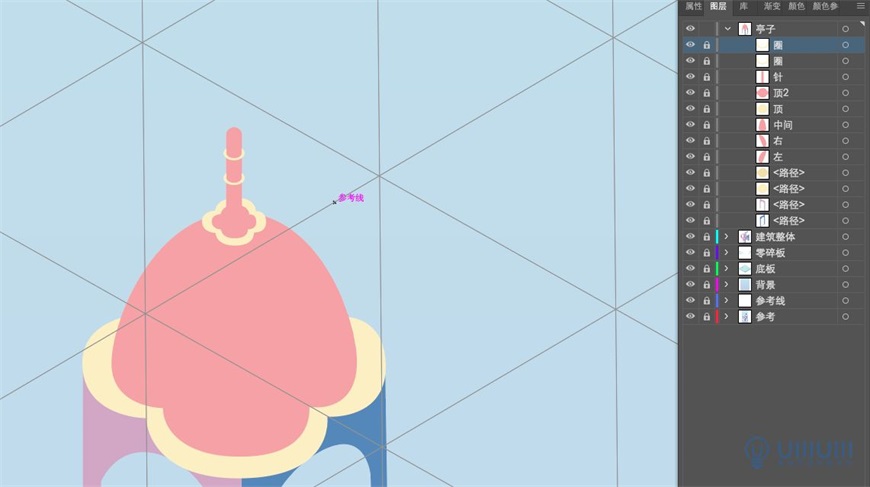 Illustrator繪制2.5D風格創意建筑插畫